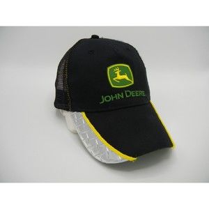 John Deere Black and Chrome Mesh Snapback Baseball Trucker Hat Outdoor Cap
